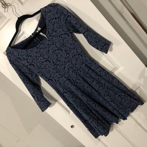 Dusty Blue Filigree 3/4 sleeve dress